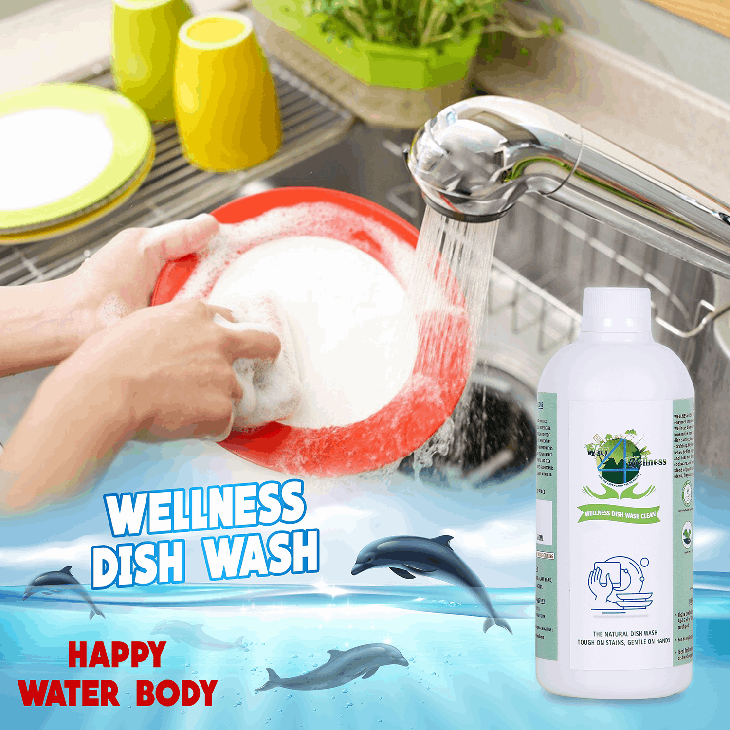 Wellness Dish Wash Clean (Pack of 2 -500ML each )