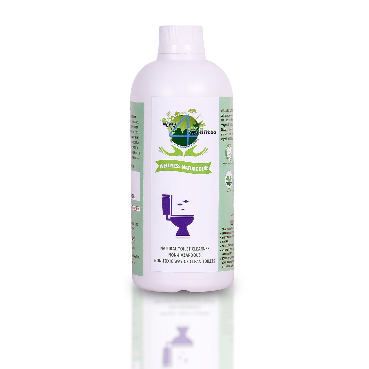Wellness Natural Toilet Cleaner | Natural Liquid Disinfectant - 500ml | Plant Based, Non-hazardous, Non-toxic | Eliminates Tough Grime and Germs | No Bleach - 500ML