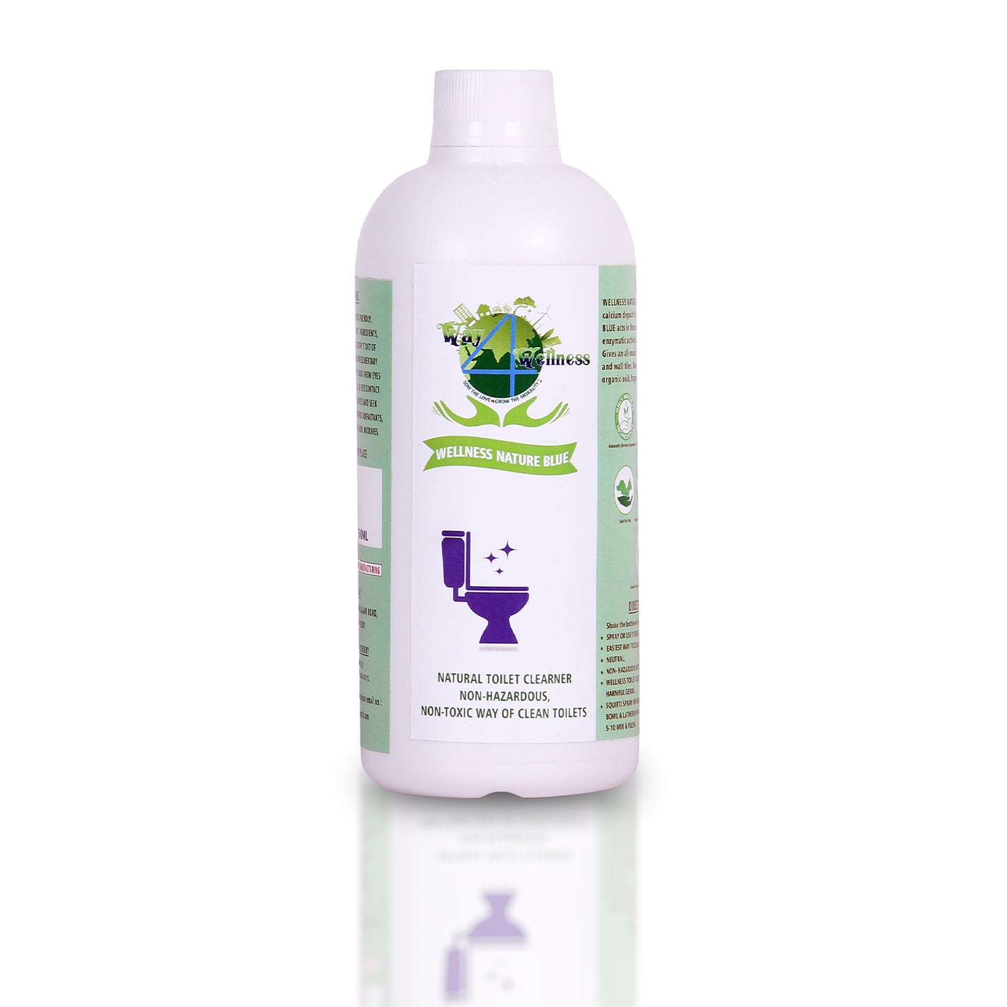 Wellness Natural Toilet Cleaner | Natural Liquid Disinfectant - 500ml | Plant Based, Non-hazardous, Non-toxic | Eliminates Tough Grime and Germs | No Bleach - 500ML