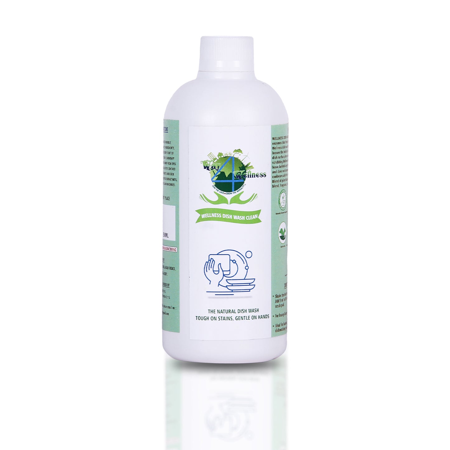 Wellness Natural Dishwash Liquid | Natural Plant Based Skin friendly Dish washing Liquid | Eco-Friendly, Biodegradable - 500ML
