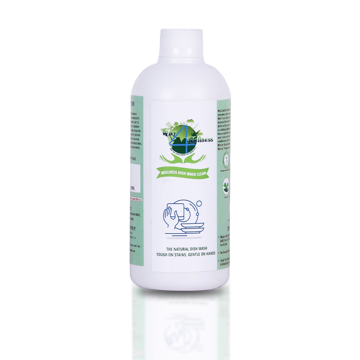 Wellness Natural Dish wash Liquid | Natural Plant Based Skin friendly Dish washing Liquid | Eco-Friendly, Non-Toxic, Biodegradable - (Pack of 2 -500ML each )