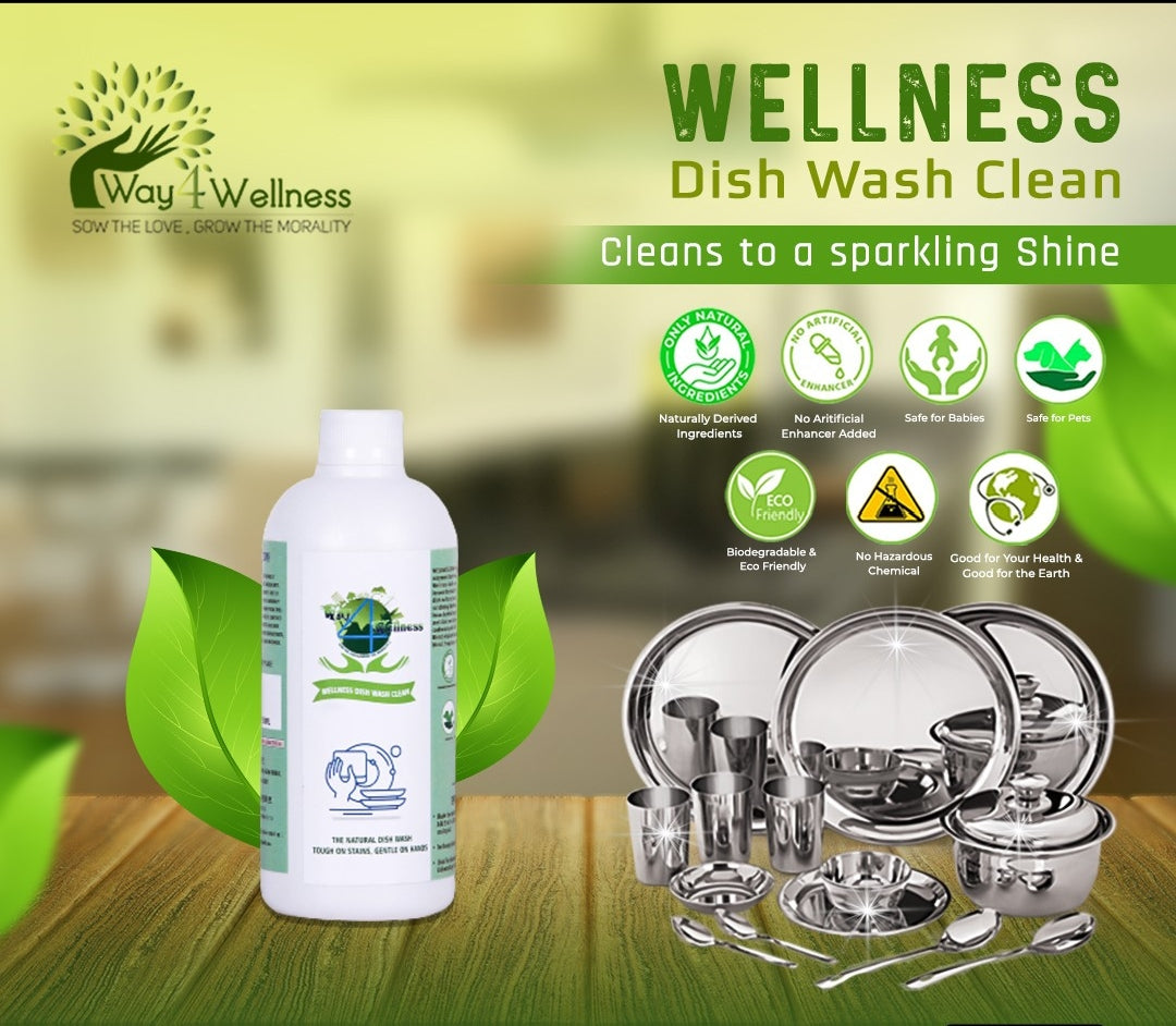 Wellness Natural Dishwash Liquid | Natural Plant Based Skin friendly Dish washing Liquid | Eco-Friendly, Non-Toxic, Biodegradable  - 500ML