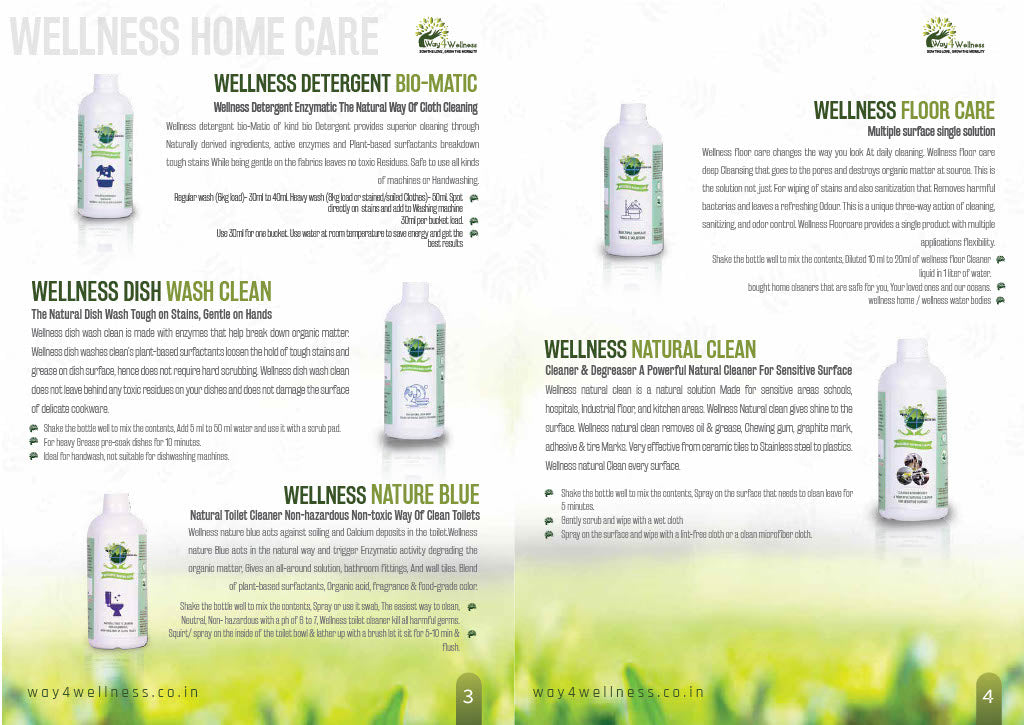 The Wellness Home Care Kit(Natural Multi purpose cleaner, Floor care, Detergent, Toilet Cleaner and Dish wash Combo Pack -combo 5pk kit -500ML each )